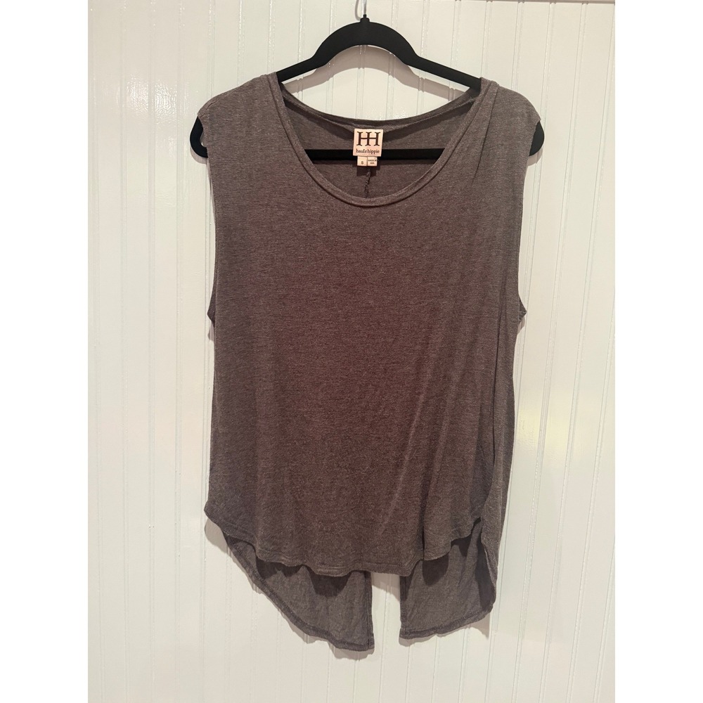 Haute Hippie‎ Womens Split Back Muscle Tank Charcoal Grey Heather Small USA Boho